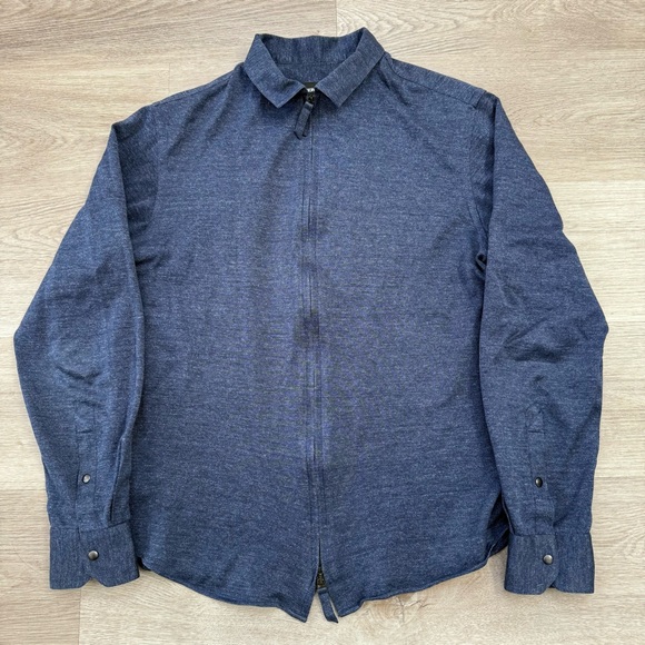 Giorgio Armani Black Label Cotton Jersey Zip Shirt Mens Size US 40 MSRP $825